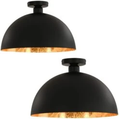 Devant -Philips Boutique 2 pcs plafonniers noir et dore semi spherique e27 3666722531191 550199