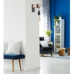 Applique Murale Industriel Tendance En Metal Et Bois Kibord -Philips Boutique applique murale 26412bs milford noir 3248116412820 569988