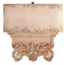 Applique Murale Métal Et Pin Massif Clair Vieilli Laura - Lot De 2