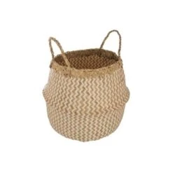 ATMOSPHERA Panier Seagrass Pli Motif - Blanc