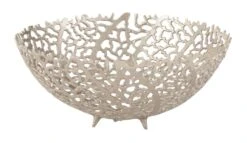 Bol Motif Corail En Métal Champagne Vaness D 35 Cm