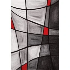 BRILLANCE Tapis De Salon 120x170 Cm Rouge, Noir Et Gris