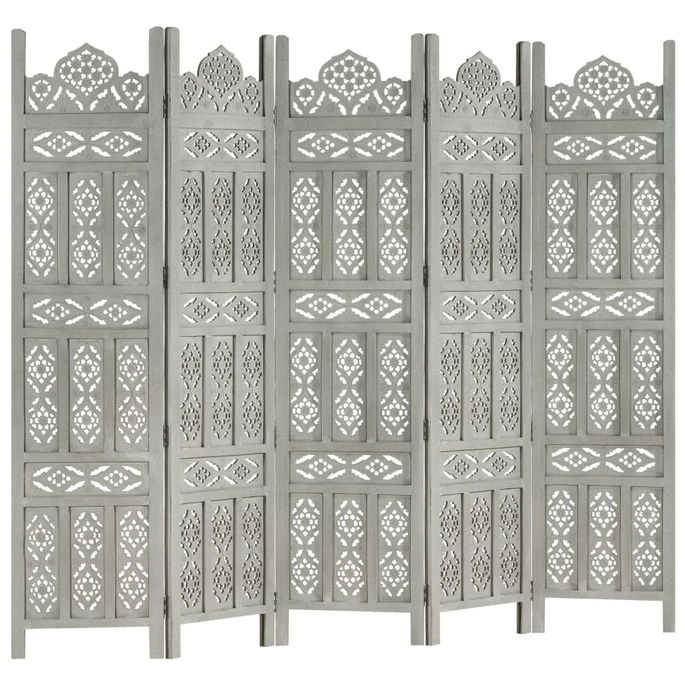 Cloison De Séparation 5 Panneaux Gris 200x165 Cm Bois Manguier 2 10 Cloison De Séparation 5 Panneaux Gris 200x165 Cm Bois Manguier 2 – Image 8