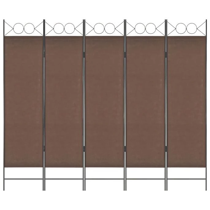 Cloison De Séparation 5 Panneaux Marron 200 X 180 Cm 3 Cloison De Séparation 5 Panneaux Marron 200 X 180 Cm