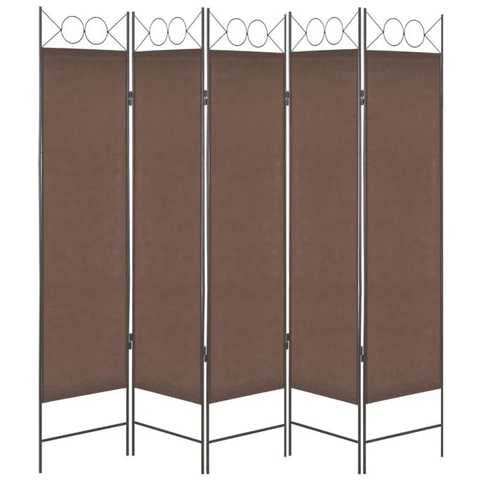 Cloison De Séparation 5 Panneaux Marron 200 X 180 Cm 4 Cloison De Séparation 5 Panneaux Marron 200 X 180 Cm – Image 2