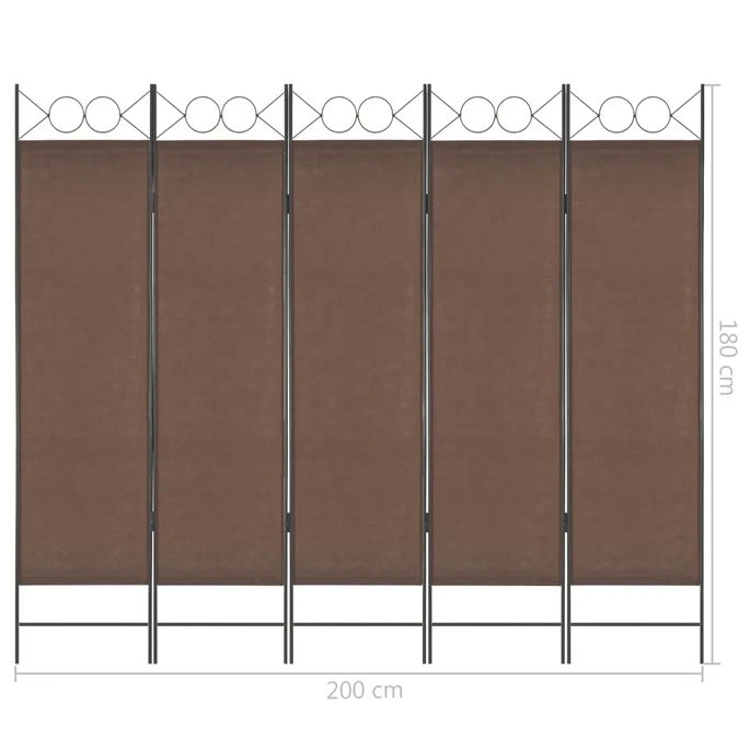 Cloison De Séparation 5 Panneaux Marron 200 X 180 Cm 8 Cloison De Séparation 5 Panneaux Marron 200 X 180 Cm – Image 6