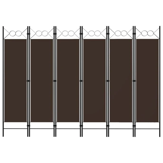 Cloison De Séparation 6 Panneaux Marron 240x180 Cm 3 Cloison De Séparation 6 Panneaux Marron 240x180 Cm