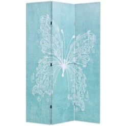 Cloison De Séparation Pliable 120 X 170 Cm Papillon Bleu