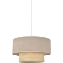COREP Suspension Boheme - Raphia Et Velours - H 38 Cm - Sable - Made In France