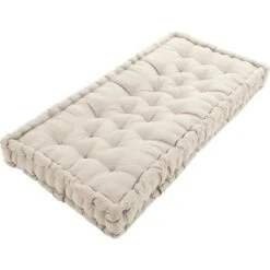 COTTON WOOD Coussin De Palette Uni - 100% Coton - 60 X 120 X 10 Cm - Sable