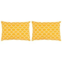 Coussin 2 Pcs Avec Motif Fabrication à La Main 40 X 60 Cm Jaune