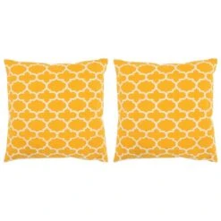 Coussin 2 Pcs Avec Motif Fabrication à La Main 45 X 45 Cm Jaune
