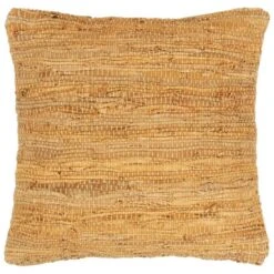 Coussin Chindi Brun Roux 60x60 Cm Cuir Et Coton