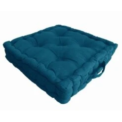Coussin De Sol 100% Coton 40x40x9 Cm BLEU CANARD