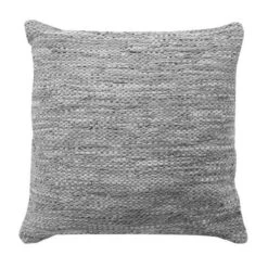 Coussin En Cuir Tressé Skin - 45 X 45 Cm - Gris Clair