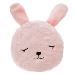 Coussin Rond Fourrure Lapin - Ø 28 X 10,5 Cm - Rose