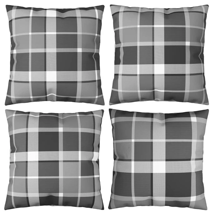 Coussins Décoratifs 4 Pcs Carreaux Gris 40x40 Cm Tissu 3 Coussins Décoratifs 4 Pcs Carreaux Gris 40x40 Cm Tissu