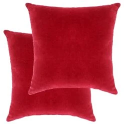 Coussins En Velours De Coton 2 Pcs 45 X 45 Cm Rouge