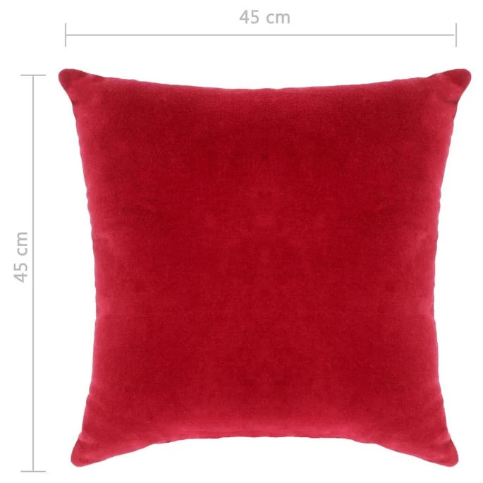 Coussins En Velours De Coton 2 Pcs 45 X 45 Cm Rouge 7 Coussins En Velours De Coton 2 Pcs 45 X 45 Cm Rouge – Image 5