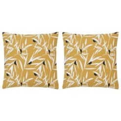 Coussins Imprimés 2 Pcs Jaune 40x40 Cm Coton