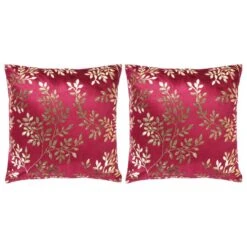 Coussins Imprimés à Film 2 Pcs Bordeaux Et Doré 40x40cm Velours