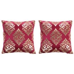 Coussins Imprimés à Film 2 Pcs Bordeaux Et Doré 40x40cm Velours 2