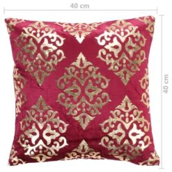 Coussins Imprimés à Film 2 Pcs Bordeaux Et Doré 40x40cm Velours 2 -Philips Boutique coussins imprimes a film 2 pcs bordeaux et dore 40x40cm velours 8719883866543 729450