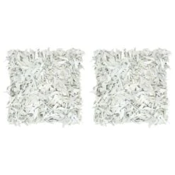 Coussins Shaggy 2 Pcs Gris Clair 45x45 Cm Cuir Et Coton