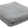 Couverture Tricot Coton Gris Torsades Doux Nid -Philips Boutique couverture tricot coton gris torsades doux nid 3120760067536 56936