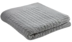 Couverture Tricot Coton Gris Torsades Doux Nid