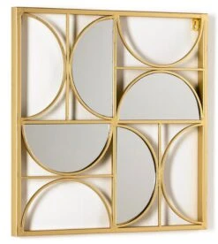 Décor Mural Carré Miroir Et Métal Doré Kaïra L 50 X H 50 X P 2 Cm