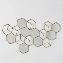 Décor Mural Miroir Et Métal Doré Kaïra L 130 X H 73 X P 5 Cm