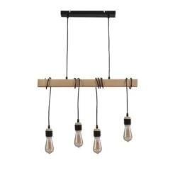 DETROIT Suspension Industrielle 4 Tetes En Bois - 7 X 70 X H150 - Noir - Ampoules Décoratives E27 40W Fournies -Philips Boutique detroit suspension industrielle 4 tetes en bois 7 x 70 x h150 noir ampoules decoratives e27 40w fournies 3248116414824 566573