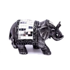 Eléphant Avec Mosaique - 11 X 20 Cm - Argent