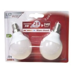 EXPERTLINE Lot De 2 Ampoules LED E14 G45 Sphérique 3 W équivalent A 25 W Blanc Chaud