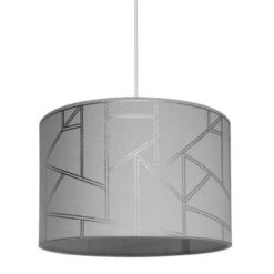 HAROLD Suspension En Polyester Et Coton - Ø30cm X H.20 Cm - Gris - Motif Irisé - E27 40 W