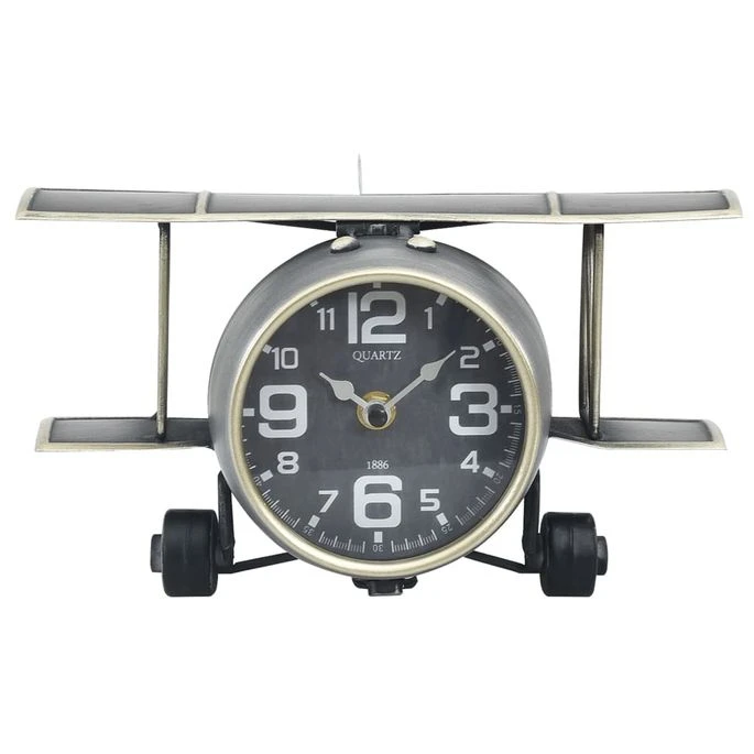 Horloge De Table Gris 26,5x19,5x15 Cm Fer Et MDF 5 Horloge De Table Gris 26,5x19,5x15 Cm Fer Et MDF – Image 3