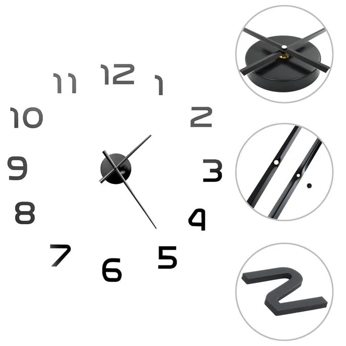Horloge Murale 3D Design Moderne 100 Cm XXL Noir 2 3 Horloge Murale 3D Design Moderne 100 Cm XXL Noir 2