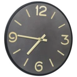 Devant -Philips Boutique horloge murale anthracite et dore 31 5 cm fer et mdf 8720286062067 954280