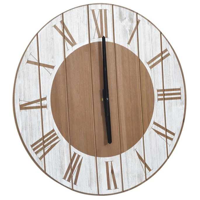 Horloge Murale Marron Et Blanc 39,5 Cm MDF 4 Horloge Murale Marron Et Blanc 39,5 Cm MDF – Image 2