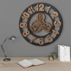 Horloge Murale Métal 58 Cm Doré Et Noir