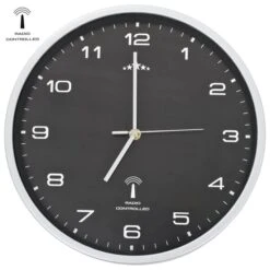 Horloge Murale Radioguidée Avec Mouvement à Quartz 31 Cm Noir