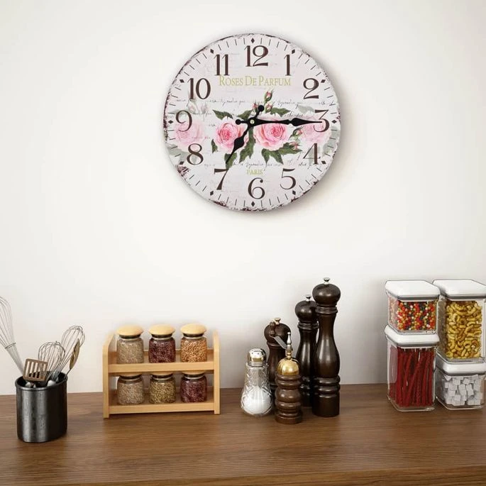 Horloge Murale Vintage Fleur 30 Cm 4 Horloge Murale Vintage Fleur 30 Cm – Image 2