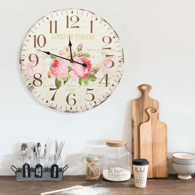 Horloge Murale Vintage Fleur 60 Cm 3 Horloge Murale Vintage Fleur 60 Cm