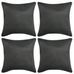Housse De Coussin 4 Pcs 40x40 Cm Polyester Faux Daim Anthracite