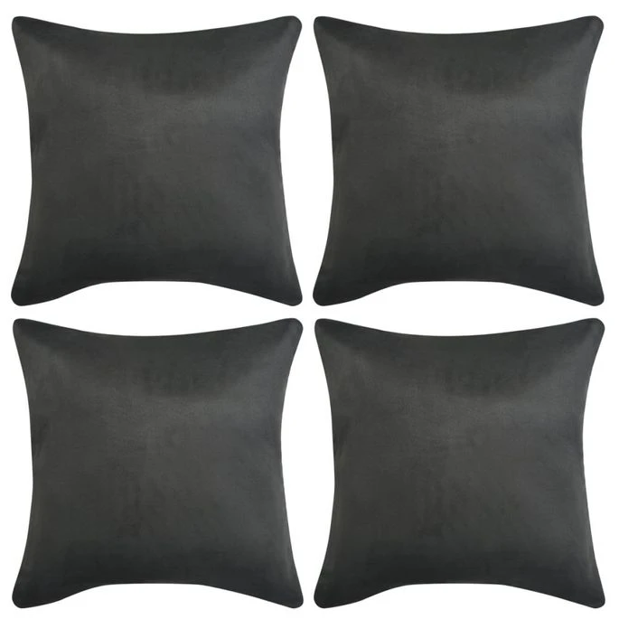 Housse De Coussin 4 Pcs 40x40 Cm Polyester Faux Daim Anthracite 3 Housse De Coussin 4 Pcs 40x40 Cm Polyester Faux Daim Anthracite