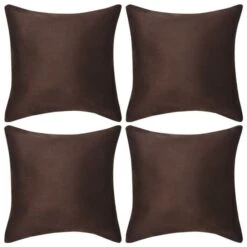 Housse De Coussin 4 Pcs 50x50 Cm Polyester Faux Daim Marron