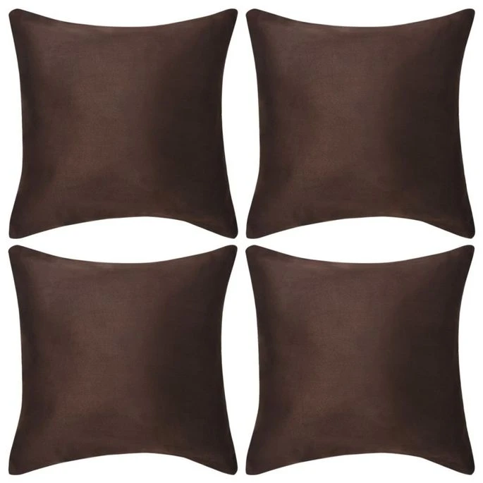 Housse De Coussin 4 Pcs 50x50 Cm Polyester Faux Daim Marron 3 Housse De Coussin 4 Pcs 50x50 Cm Polyester Faux Daim Marron