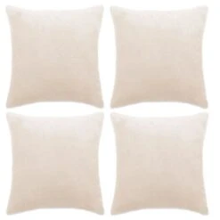 Housse De Coussin 4 Pcs Velours 40 X 40 Cm Blanc Cassé