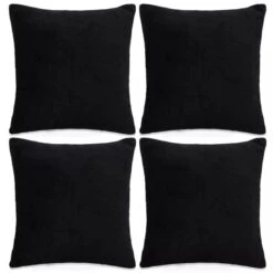 Housse De Coussin 4 Pcs Velours 40 X 40 Cm Noir
